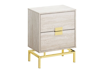 24" White And Silver Wood And Iron End Table With Two Drawers