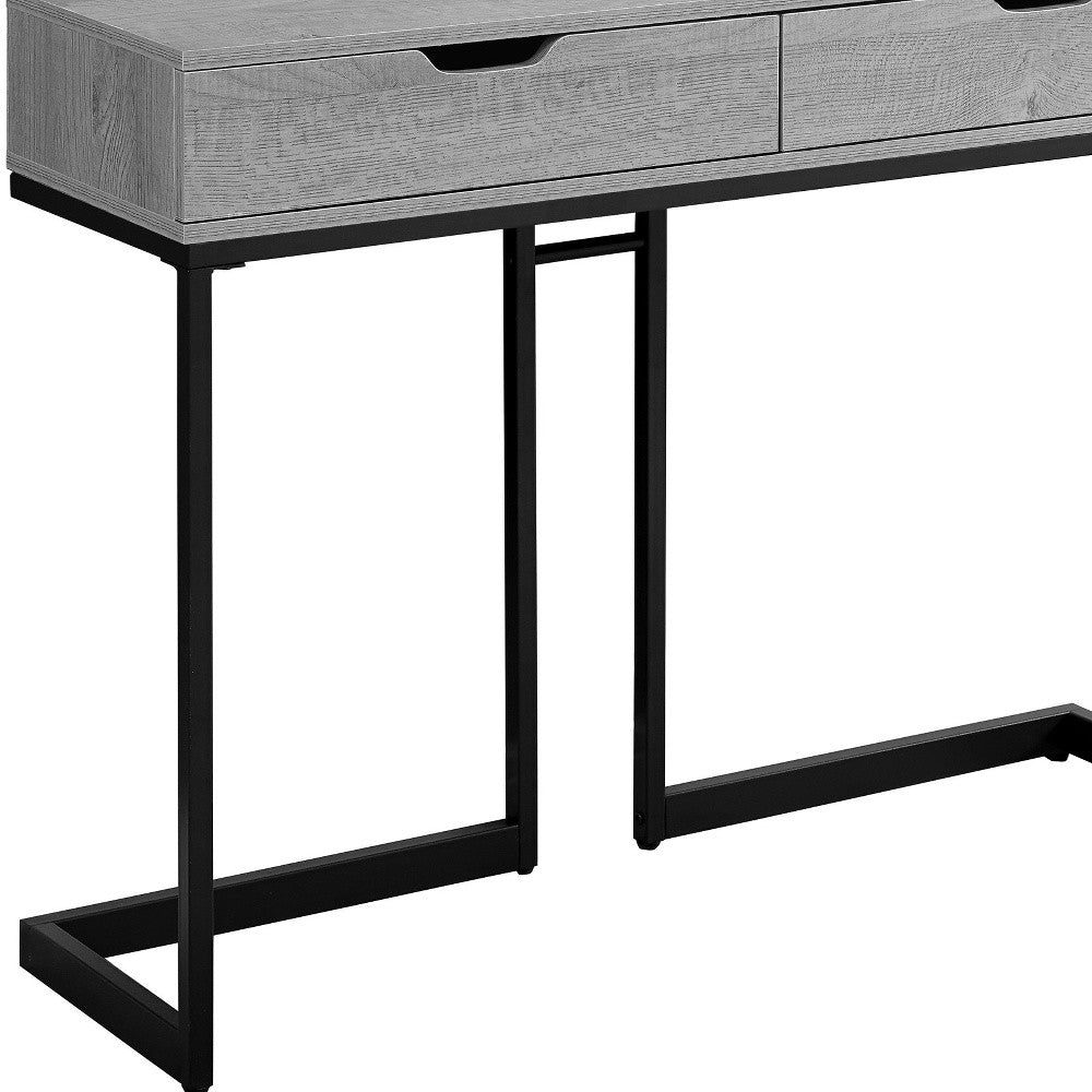 42" Gray and Black Frame Console Table And Drawers