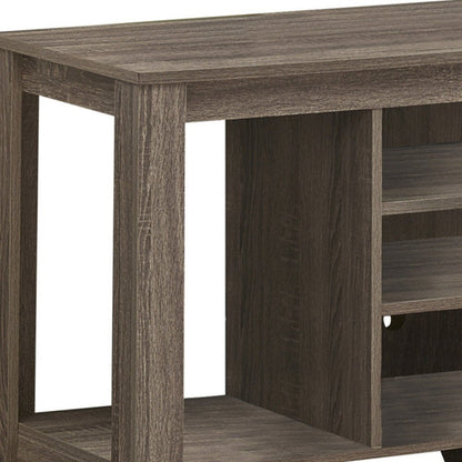 48" Taupe Wood Open Shelving TV Stand