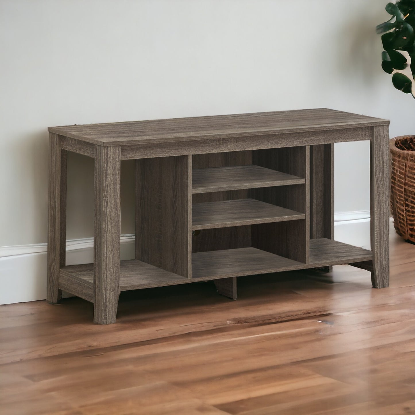 17" Deep Taupe Open Shelving TV Stand