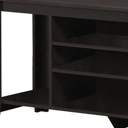 48" Taupe Wood Open Shelving TV Stand