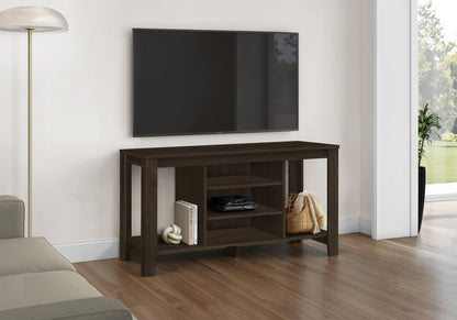 48" Taupe Wood Open Shelving TV Stand