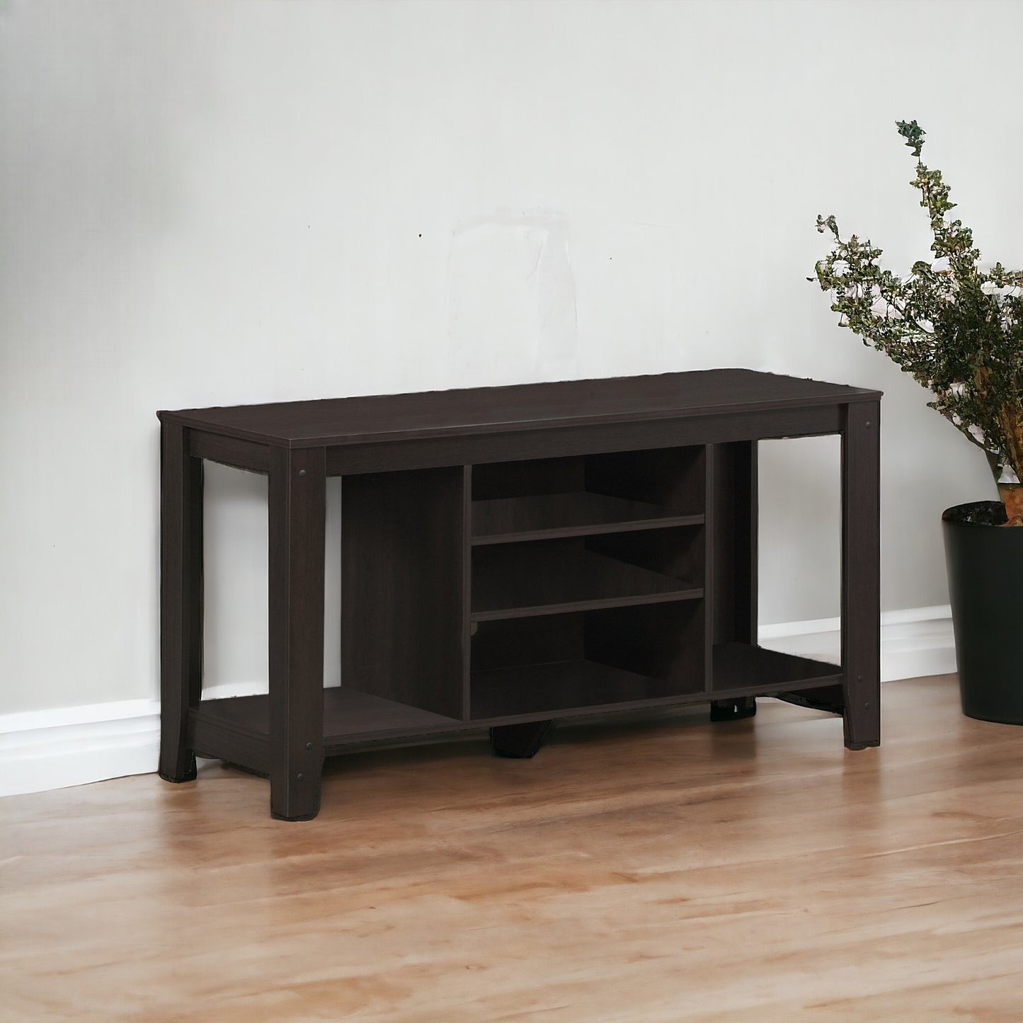 17" Deep Taupe Open Shelving TV Stand