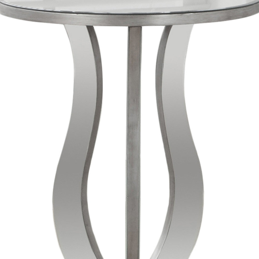 24" Silver Glass Round End Table