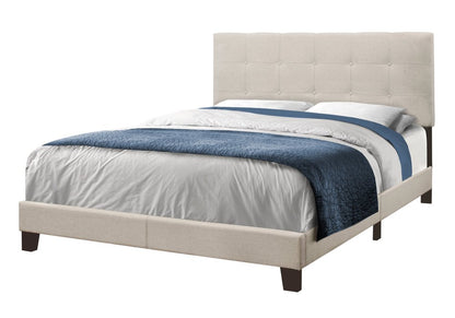 Beige Queen Upholstered Bed Frame