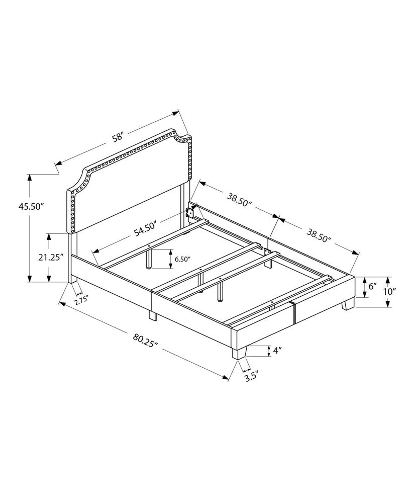 Gray Solid and Manufactured Wood Full Upholstered Faux Leather Bed Frame