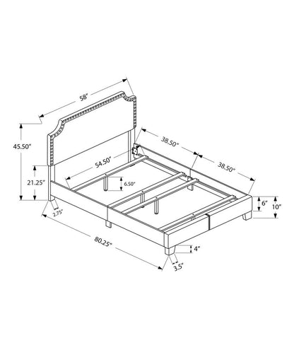Gray Solid and Manufactured Wood Full Upholstered Faux Leather Bed Frame