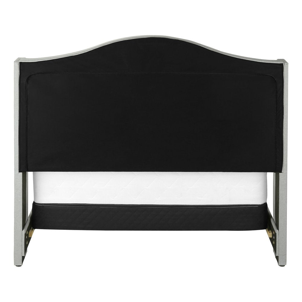 Light Gray and Gray Wood Tufted Upholstered Queen Bed Frame with Nailhead Trim