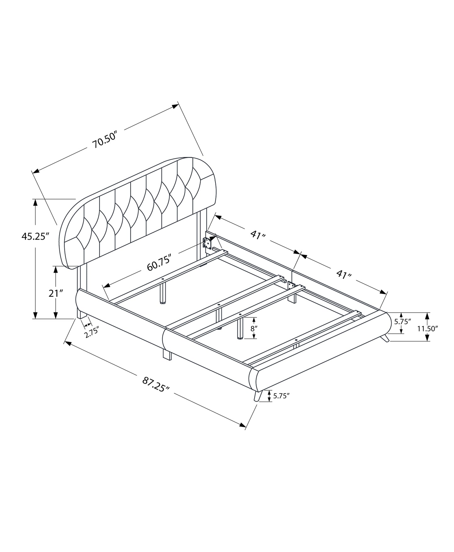 Brown Queen Tufted Upholstered Faux Leather Bed Frame