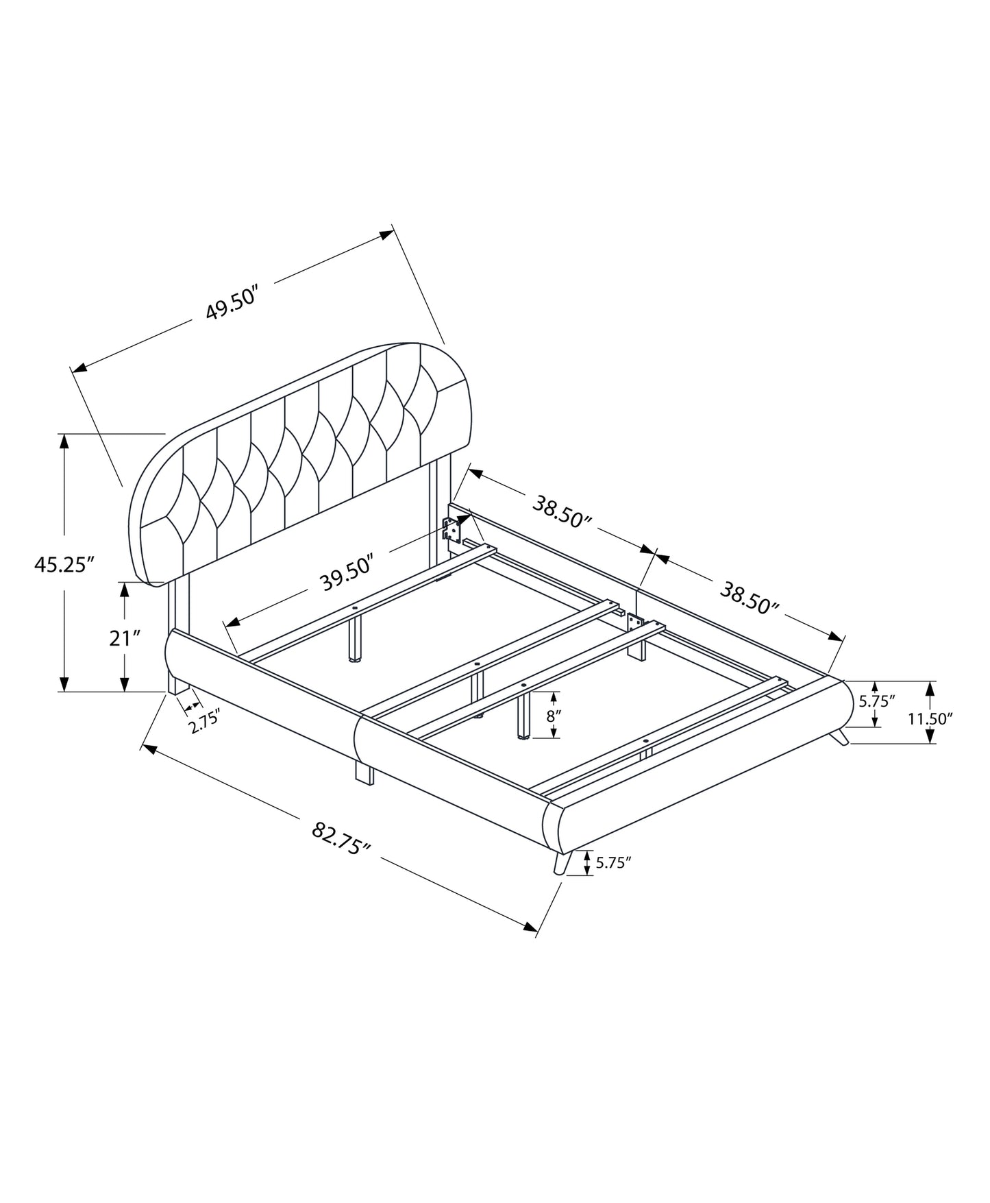 Brown Twin Tufted Upholstered Faux Leather Bed Frame