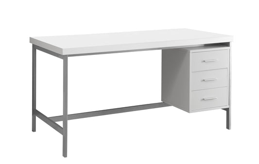 30" Natural and Silver Computer Desk With Three Drawers