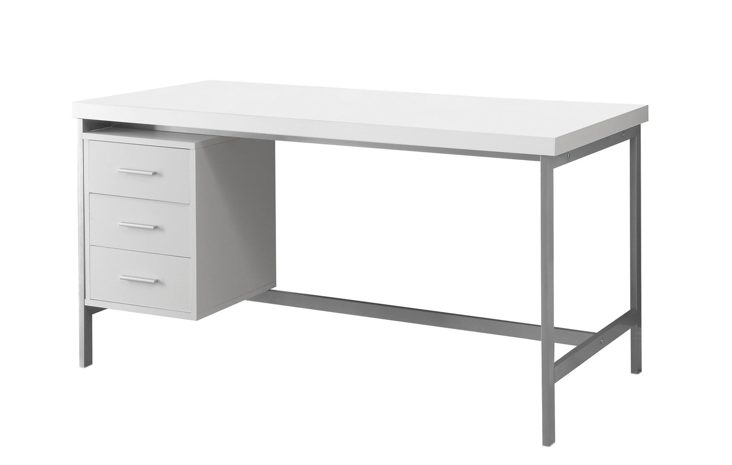 30" Natural and Silver Computer Desk With Three Drawers