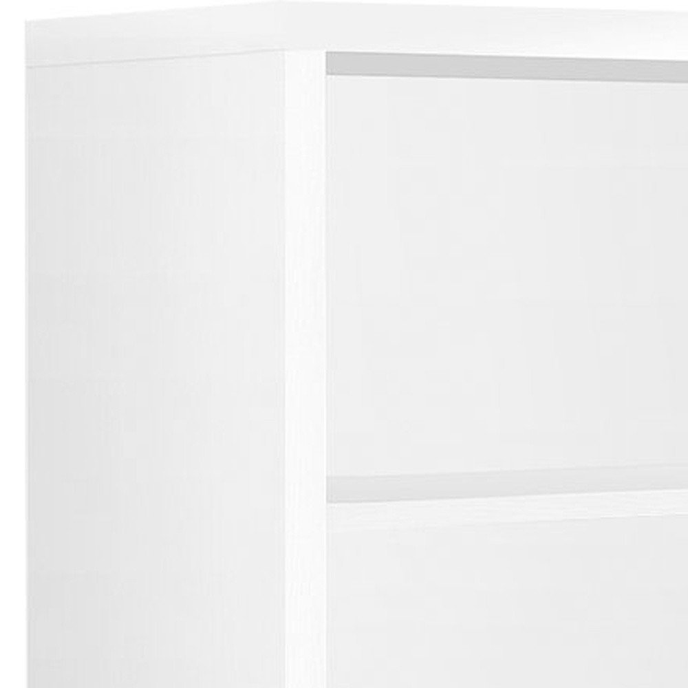 White wood adjustable four-tier bookcase.