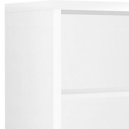 White wood adjustable four-tier bookcase.