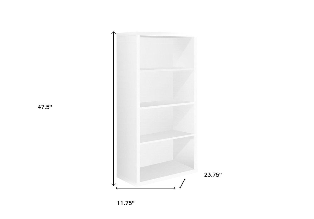 White wood adjustable four-tier bookcase