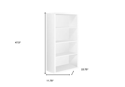 White wood adjustable four-tier bookcase