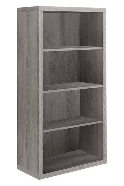 48" Brown Distressed Wood Adjustable Four Tier Bookcase