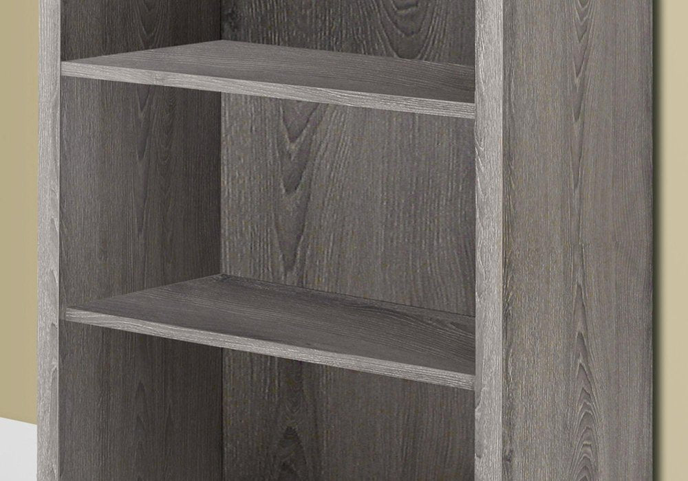 48" Black And Gray Distressed Wood Adjustable Four Tier Bookcase