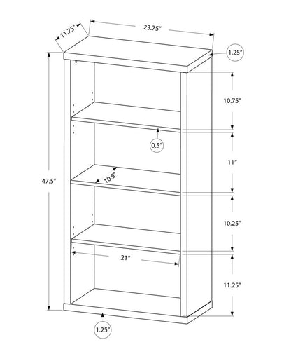 White wood adjustable four-tier bookcase