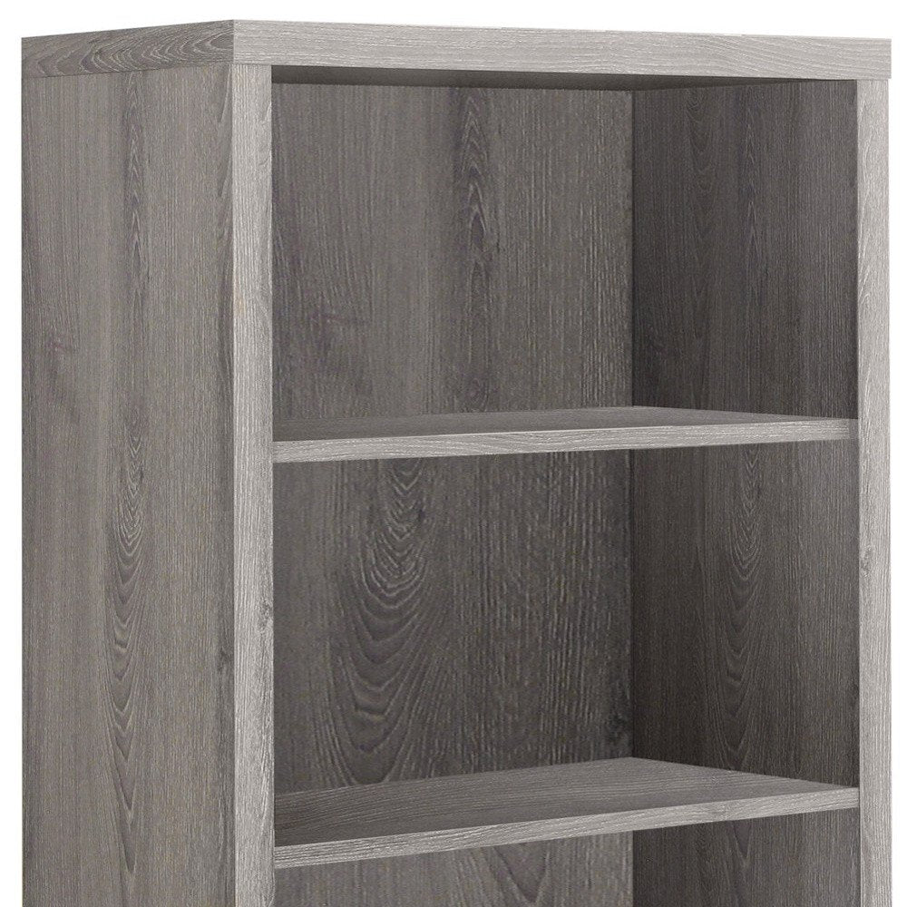 White wood adjustable four-tier bookcase.