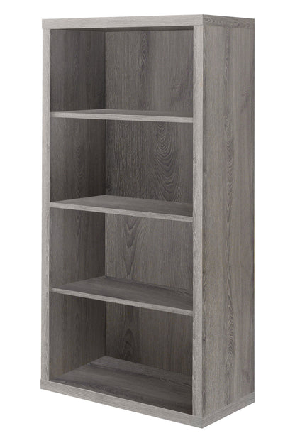48" Brown Distressed Wood Adjustable Four Tier Bookcase