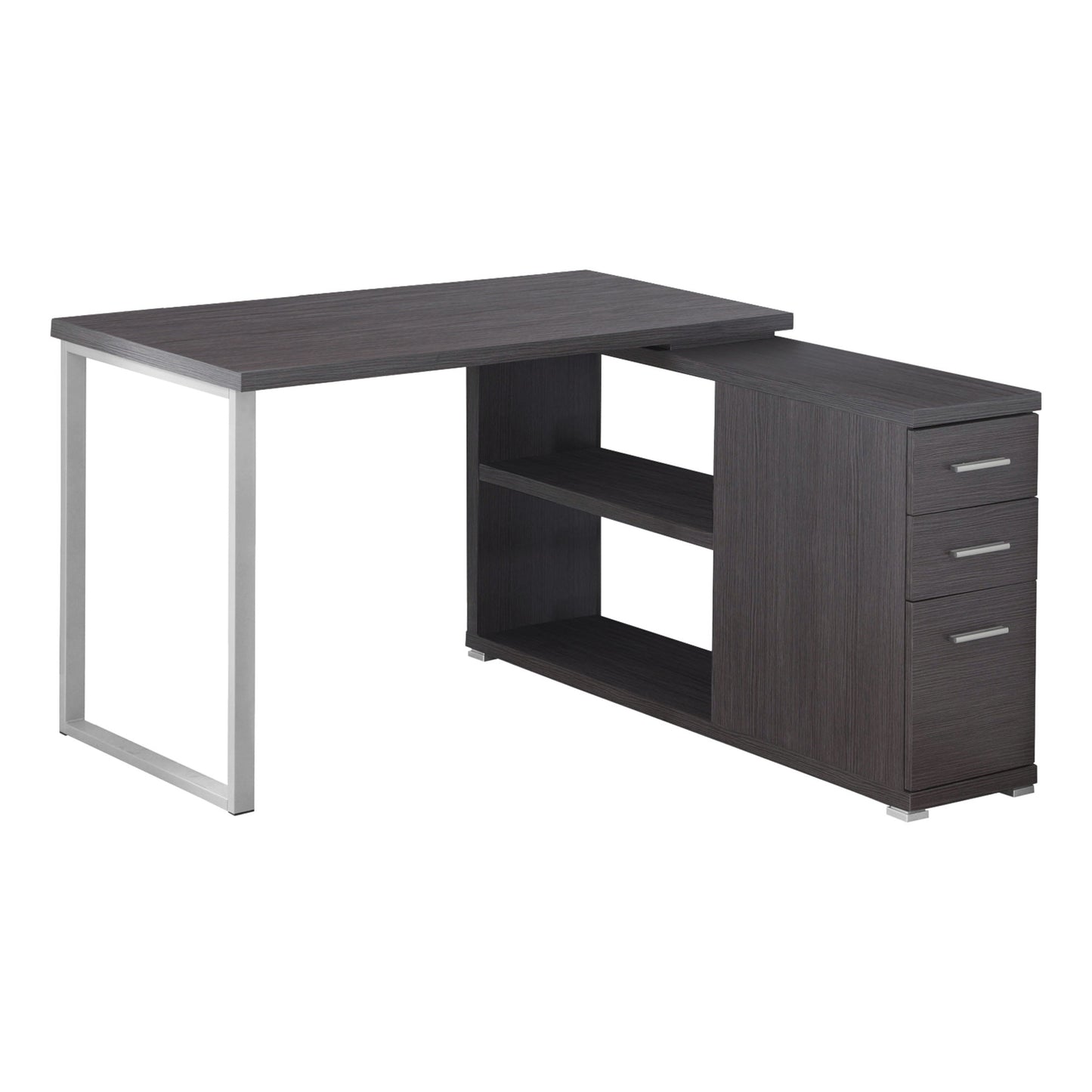 47" Gray and Black L Shape Computer Desk With Three Drawers