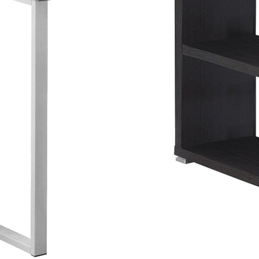 47" White and Silver L Shape Computer Desk With Three Drawers