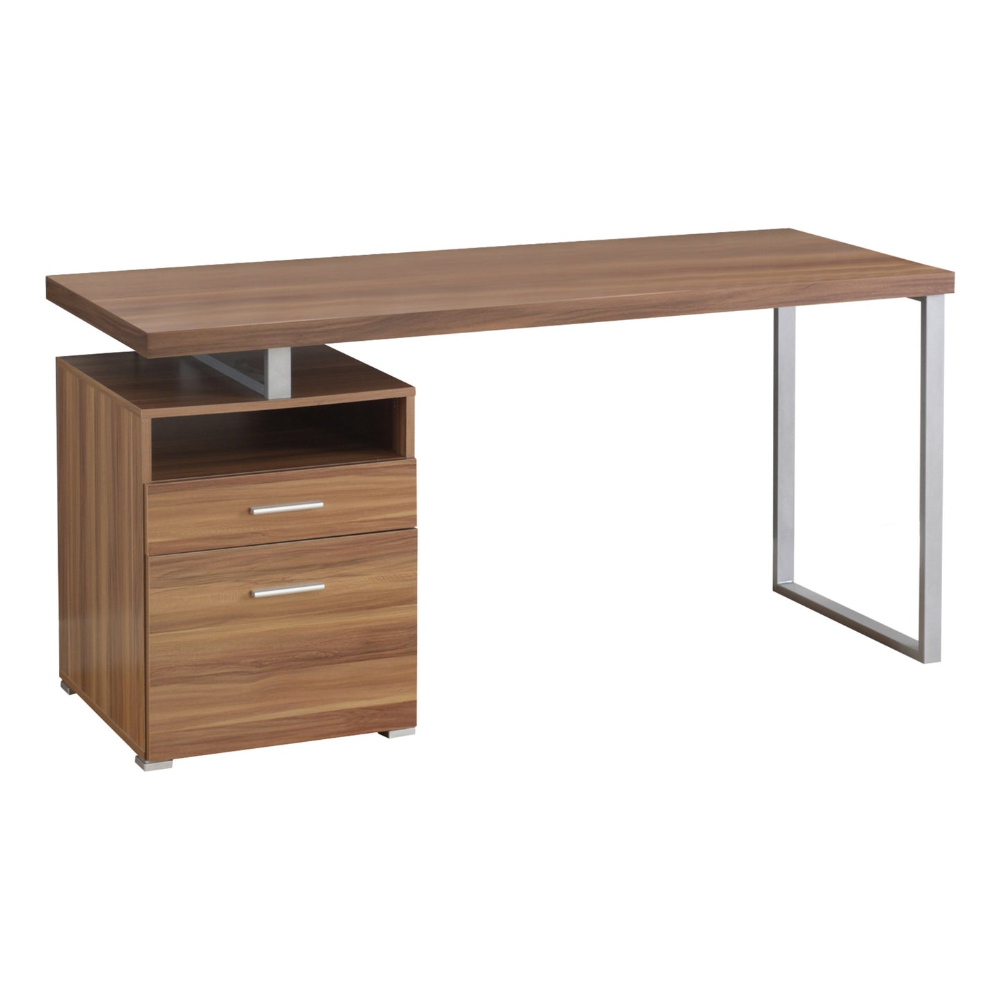 24" Dark Brown and Silver Computer Desk With Two Drawers