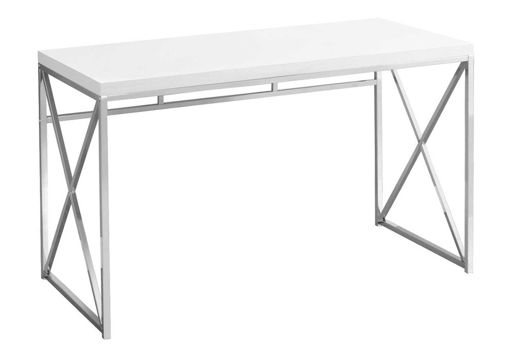 24" White and Silver Computer Desk