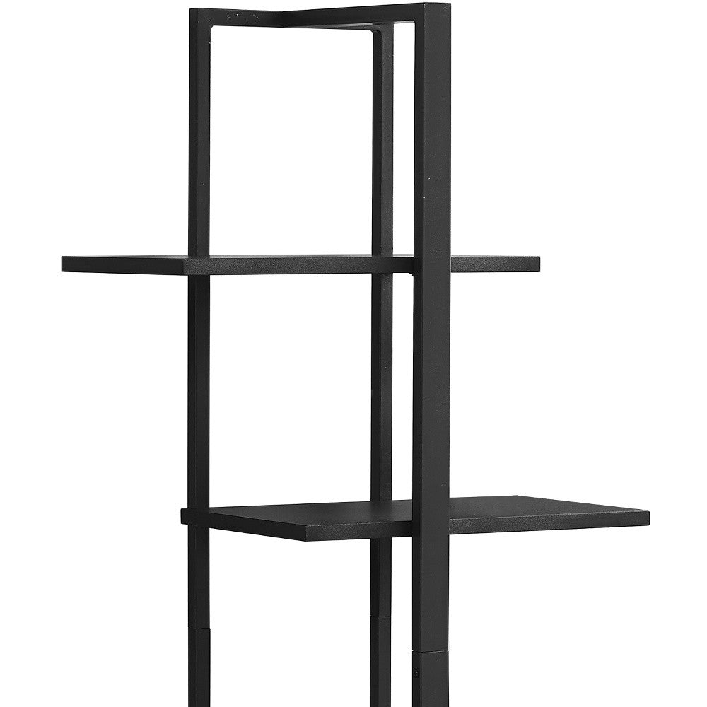 60" Taupe Metal Etagere Bookcase