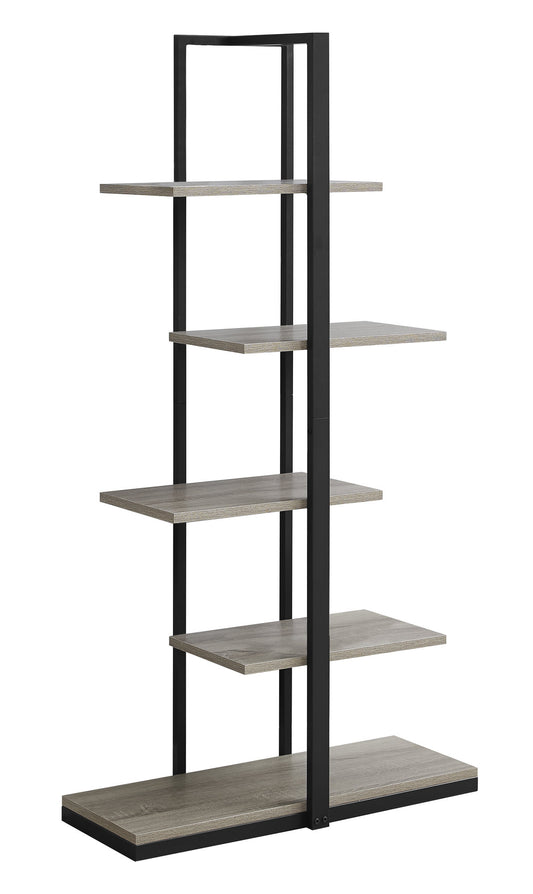 60" Taupe Metal Etagere Bookcase