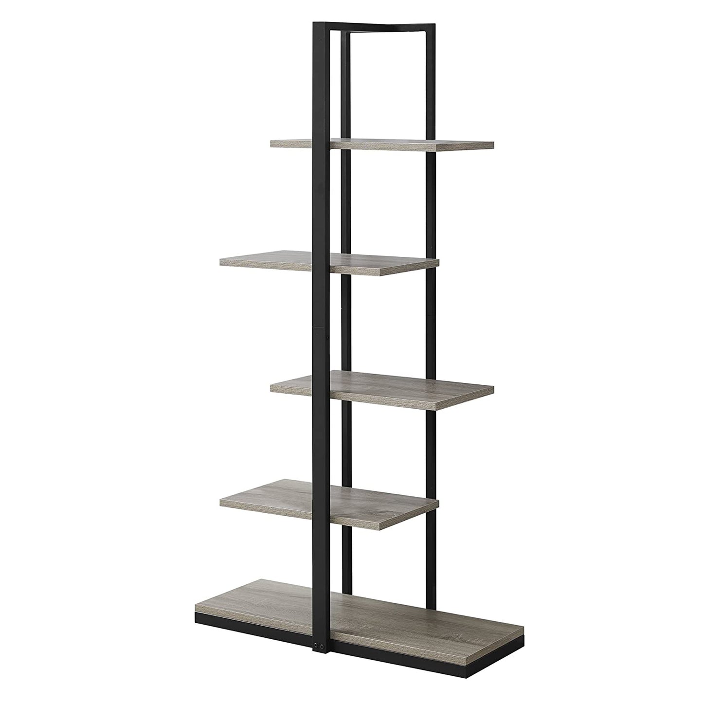 60" Taupe Metal Etagere Bookcase
