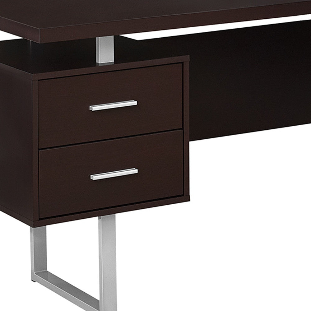 71" Gray and Black L Shape Computer Desk With Three Drawers