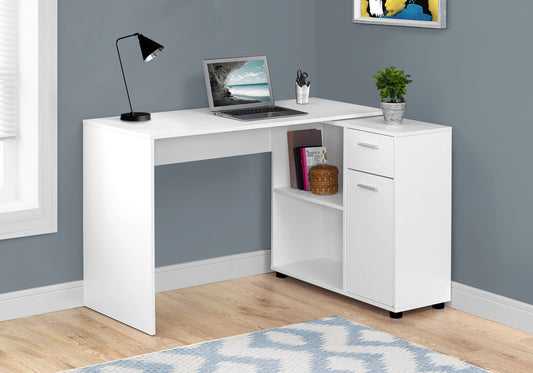 34" Gray L Shape Computer Desk With Two Drawers