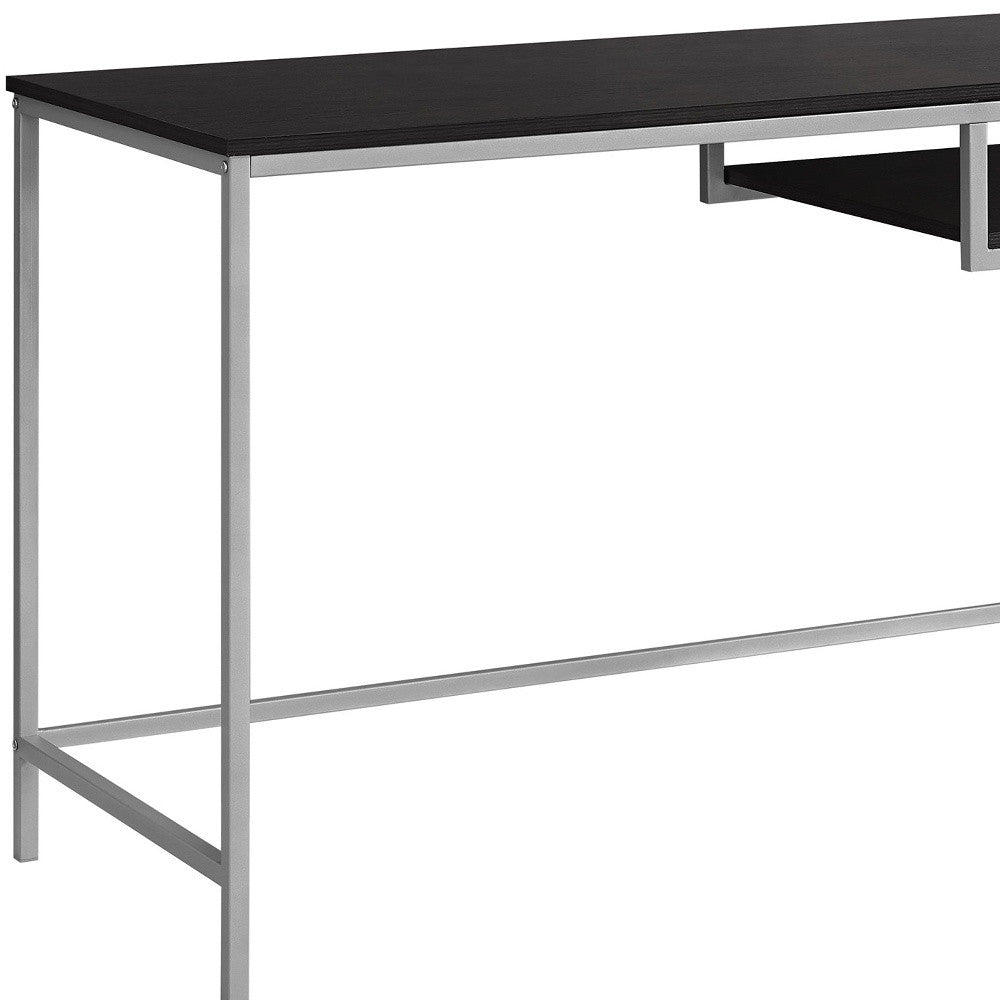 22" Dark Brown and Silver Computer Desk