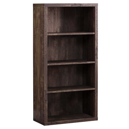48" Brown Distressed Wood Adjustable Four Tier Bookcase