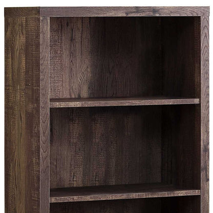 48" Brown Distressed Wood Adjustable Four Tier Bookcase