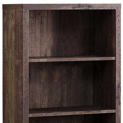 48" Black And Gray Distressed Wood Adjustable Four Tier Bookcase