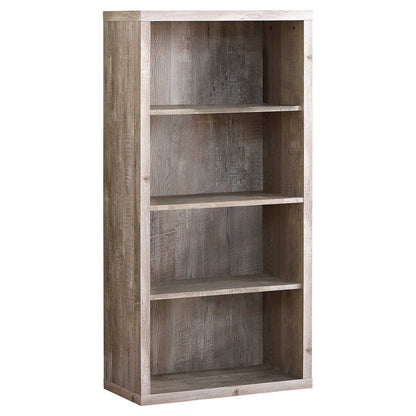 48" Brown Distressed Wood Adjustable Four Tier Bookcase