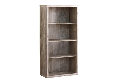 48" Brown Distressed Wood Adjustable Four Tier Bookcase