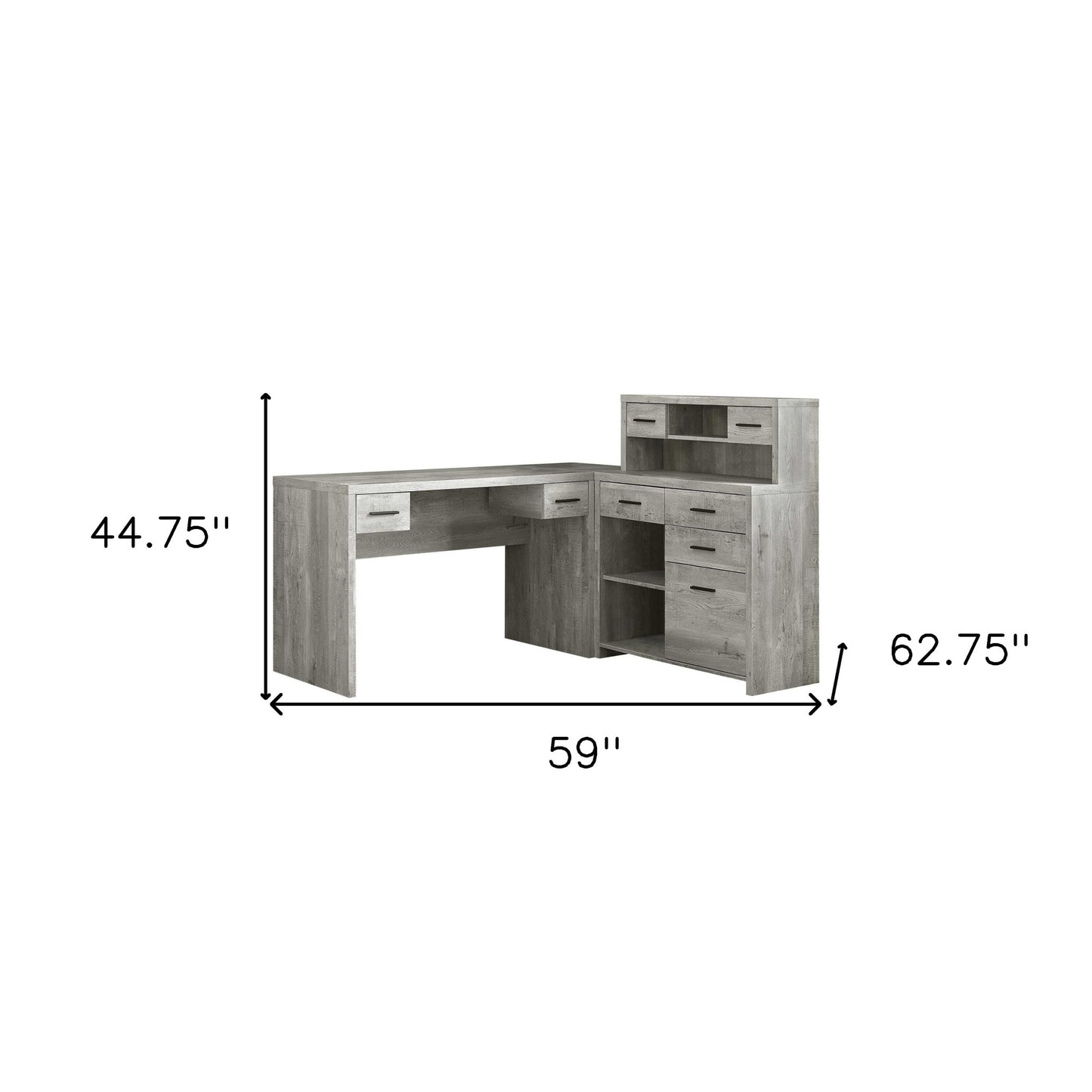 24" Gray and Black Computer Desk With Three Drawers