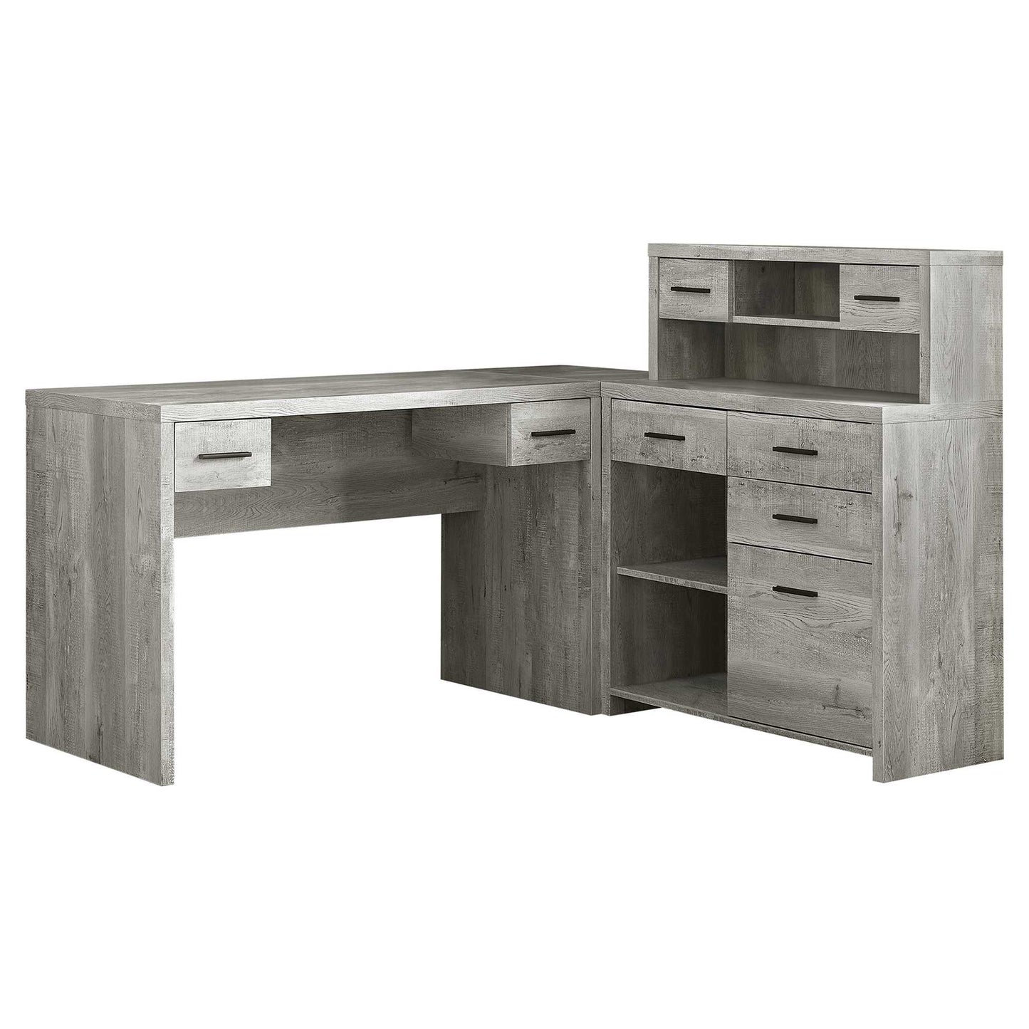 24" Gray and Black Computer Desk With Three Drawers