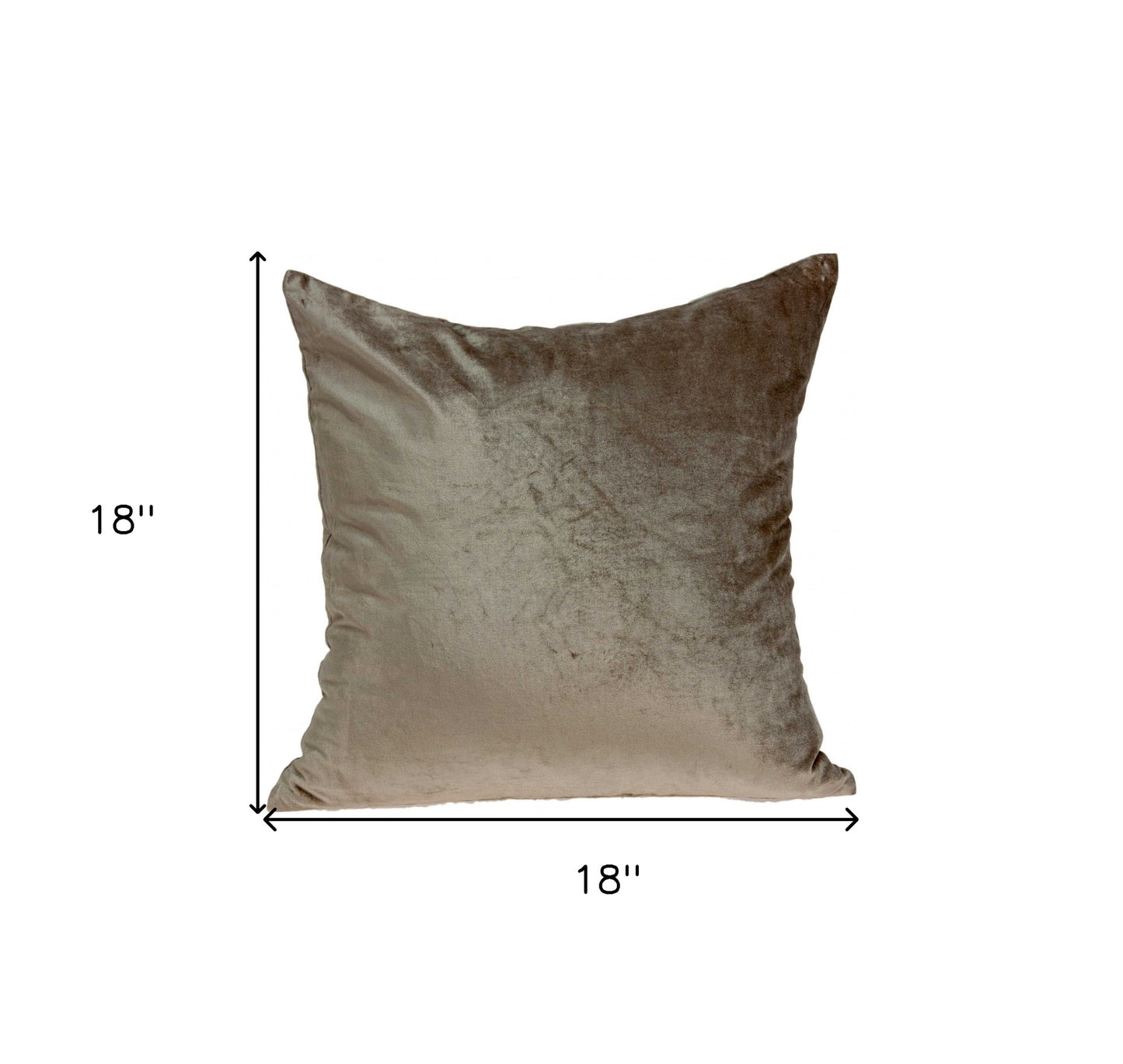 18" X 7" X 18" Transitional Taupe Solid Pillow Cover With Poly Insert