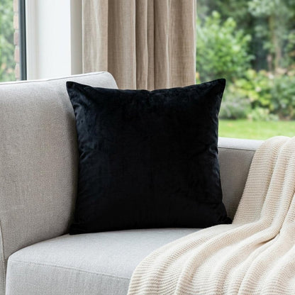 18" X 7" X 18" Transitional Black Solid Pillow Cover With Poly Insert