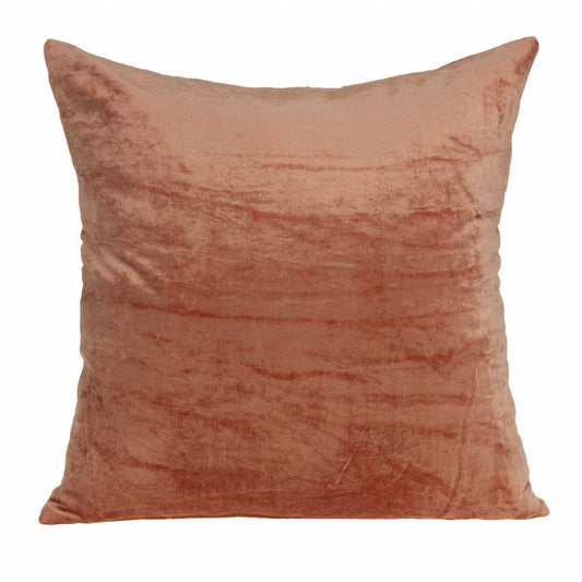 18" X 7" X 18" Transitional Orange Solid Pillow Cover With Poly Insert