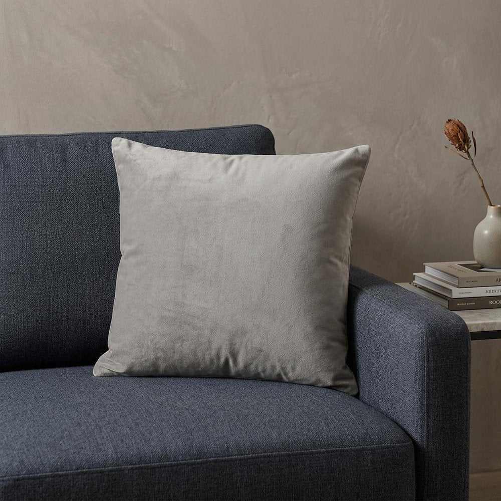 18" X 7" X 18" Transitional Gray Solid Pillow Cover With Poly Insert