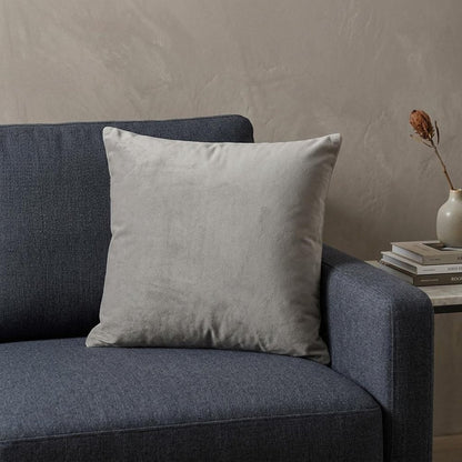 18" X 7" X 18" Transitional Gray Solid Pillow Cover With Poly Insert
