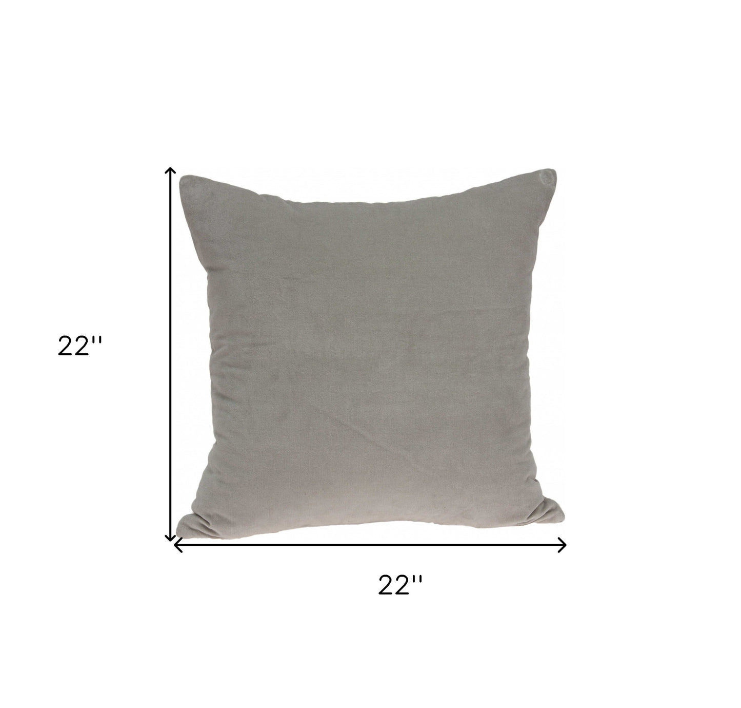 22" Gray Cotton Blend Throw Pillow