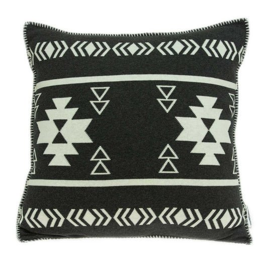 20" X 7" X 20" Southwest Black Cotton Pillow Cover With Poly Insert