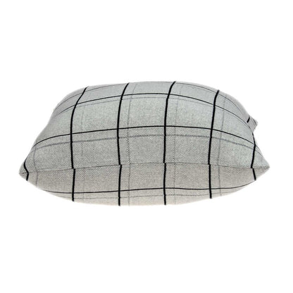20" Gray Plaid Cotton Throw Pillow